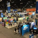 A photograph of multiple booths at a convention