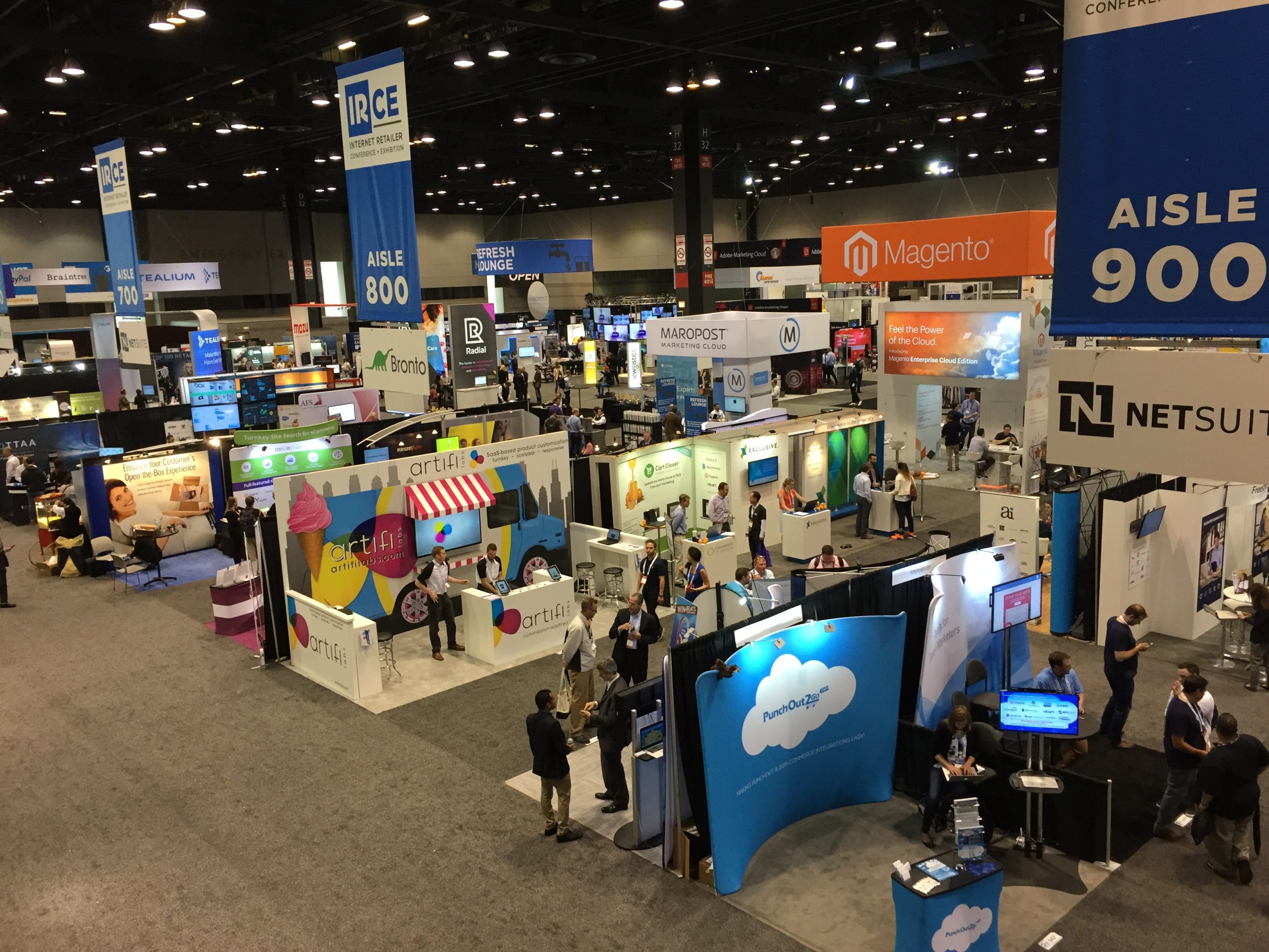 A photograph of multiple booths at a convention