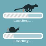 A graphic showing two loading bars. The top one, which is loading faster has the silhouette of a cheetah running. The bottom bar, which is much slower, has the silhouette of a snail.