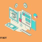 A graphic with an orange background and graphics of gears, charts and browser screens in the foreground.