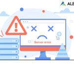Graphic of a computer monitor with a frown face on the screen and x's for eyes. Clouds and spots float around, an exclamation point triangle alert symbol shows next to the monitor.